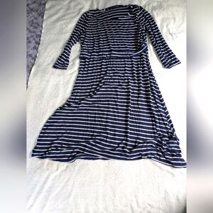 Rosie Pope Navy and White Striped Long Sleeve Dress